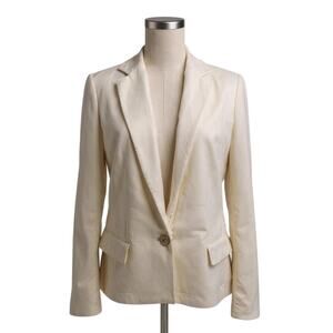 BOSS White Crushed Velvet Blazer Jacket Unstructured Bridal Casual Women's Sz 10